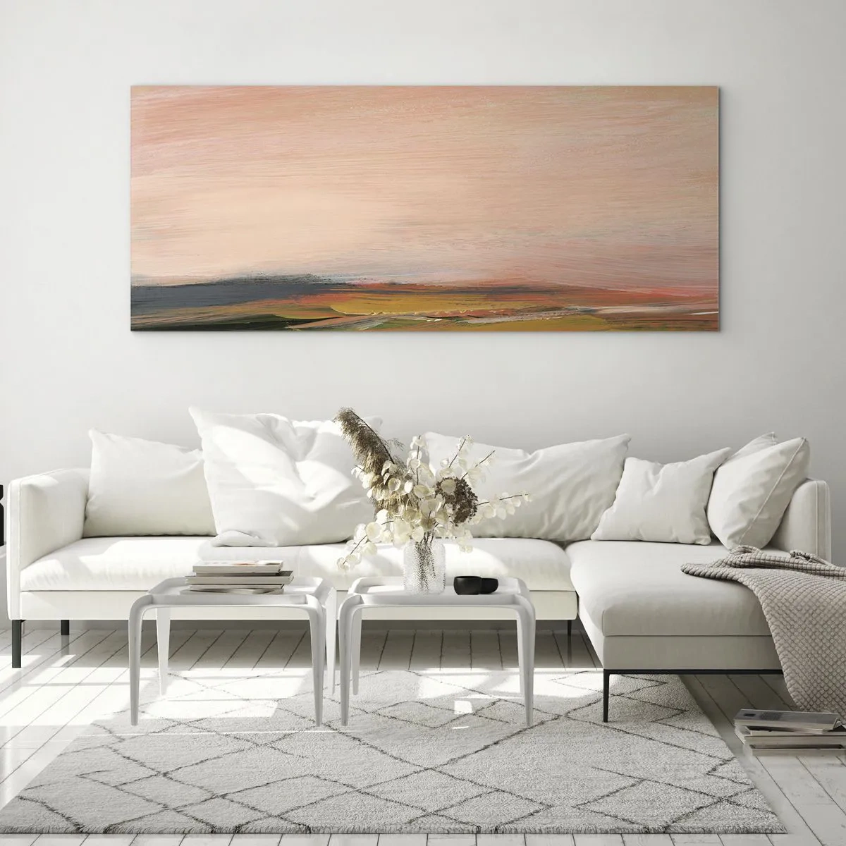 Cuadro sobre vidrio - Impresiones sobre Vidrio - En tono rosa - 100x40 cm