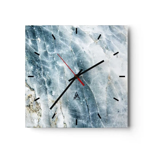 Reloj de pared - Reloj de vidrio - Textura de mármol en tonos azules y blancos. - 30x30cm - El mundo de hielo - Decoración de pared moderna para salón y dormitorio ARTTOR
