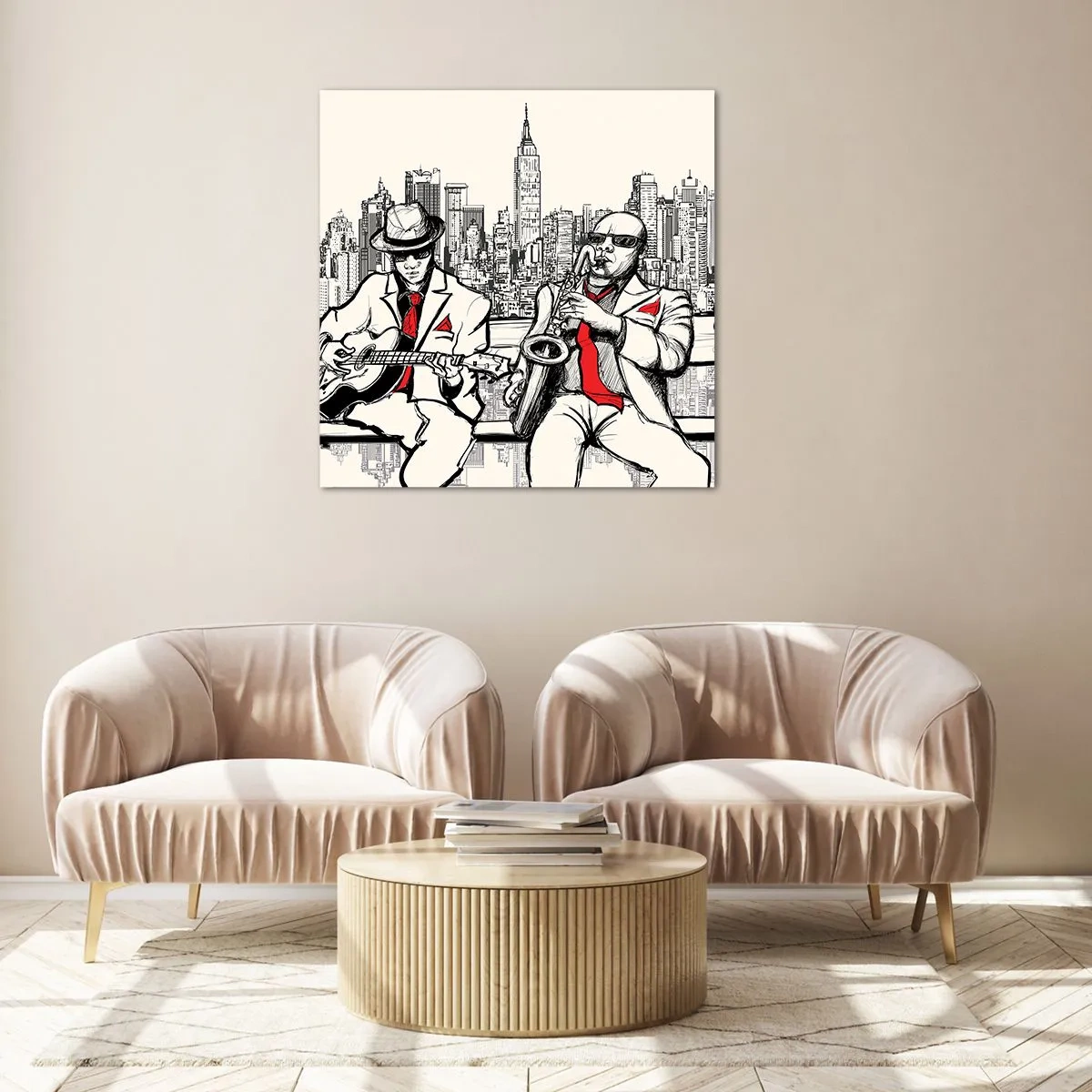 Cuadro sobre vidrio - Impresiones sobre Vidrio - Improvisación en Nueva York - 70x70 cm