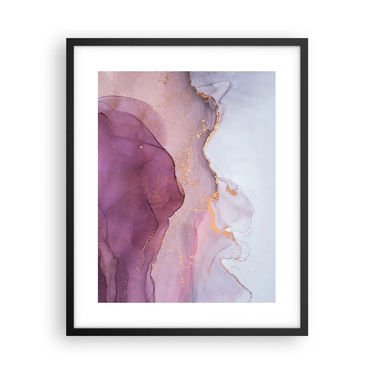 Póster en marco negro - Olas de lila y púrpura - 40x50 cm