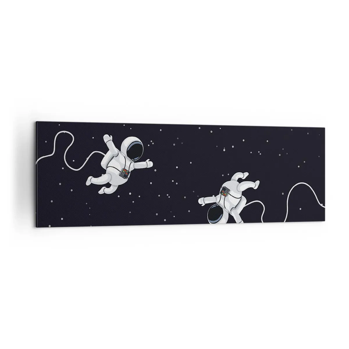 Cuadro sobre lienzo - Impresión de Imagen - Astronautas flotando en el espacio con un telón de fondo de estrellas. - 160x50cm - Danza cósmica - Decoración de pared moderna para salón y dormitorio ARTTOR
