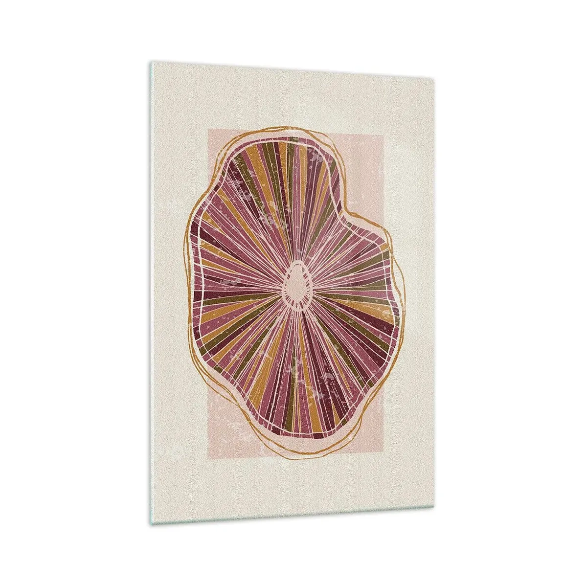 Cuadro sobre vidrio - Impresiones sobre Vidrio - Patrón abstracto de rodajas de árbol en tonos rosados - 70x100cm - Abstracción radiante - Decoración de pared moderna para salón y dormitorio ARTTOR