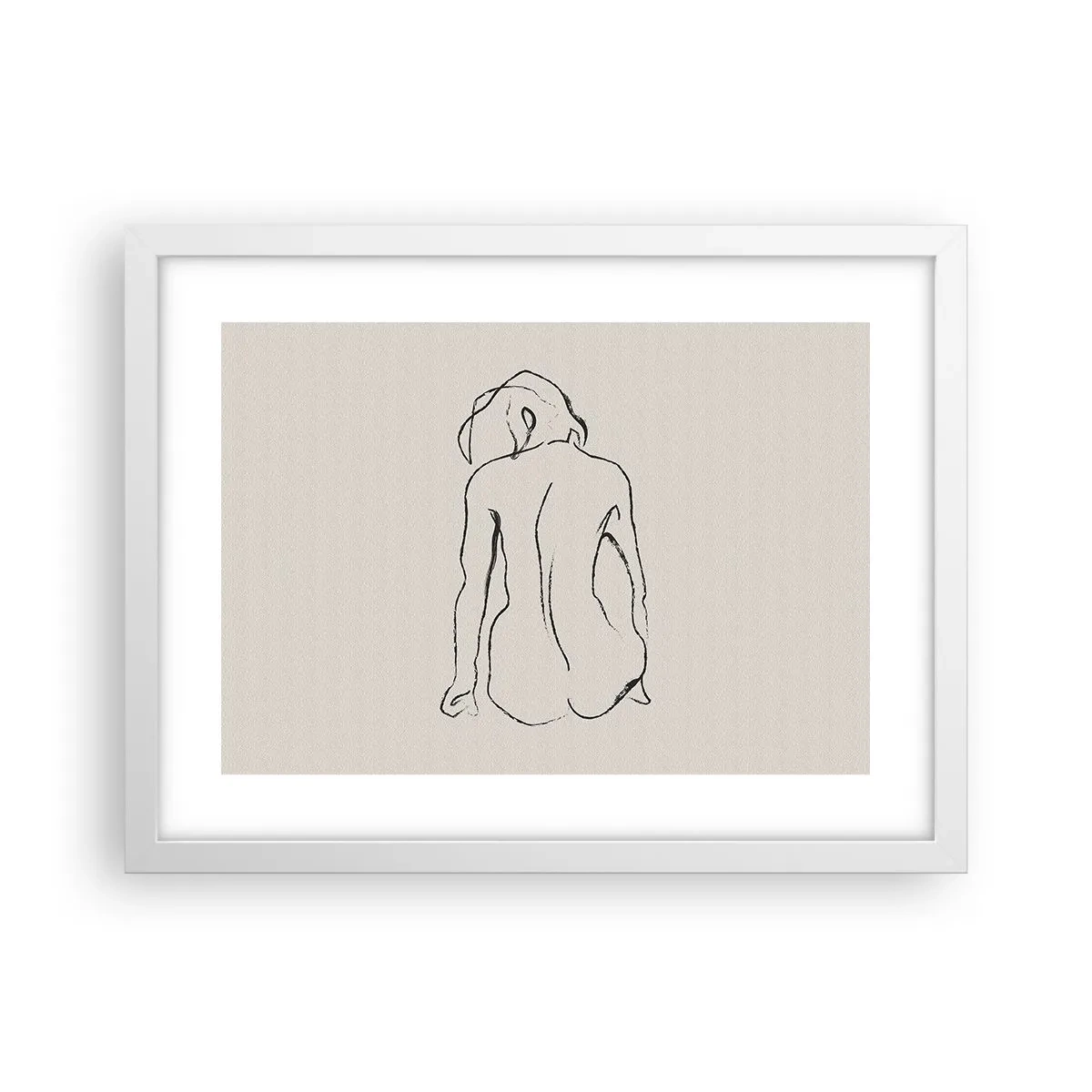Póster en marco blanco - Esbozos de una espalada - 40x30 cm