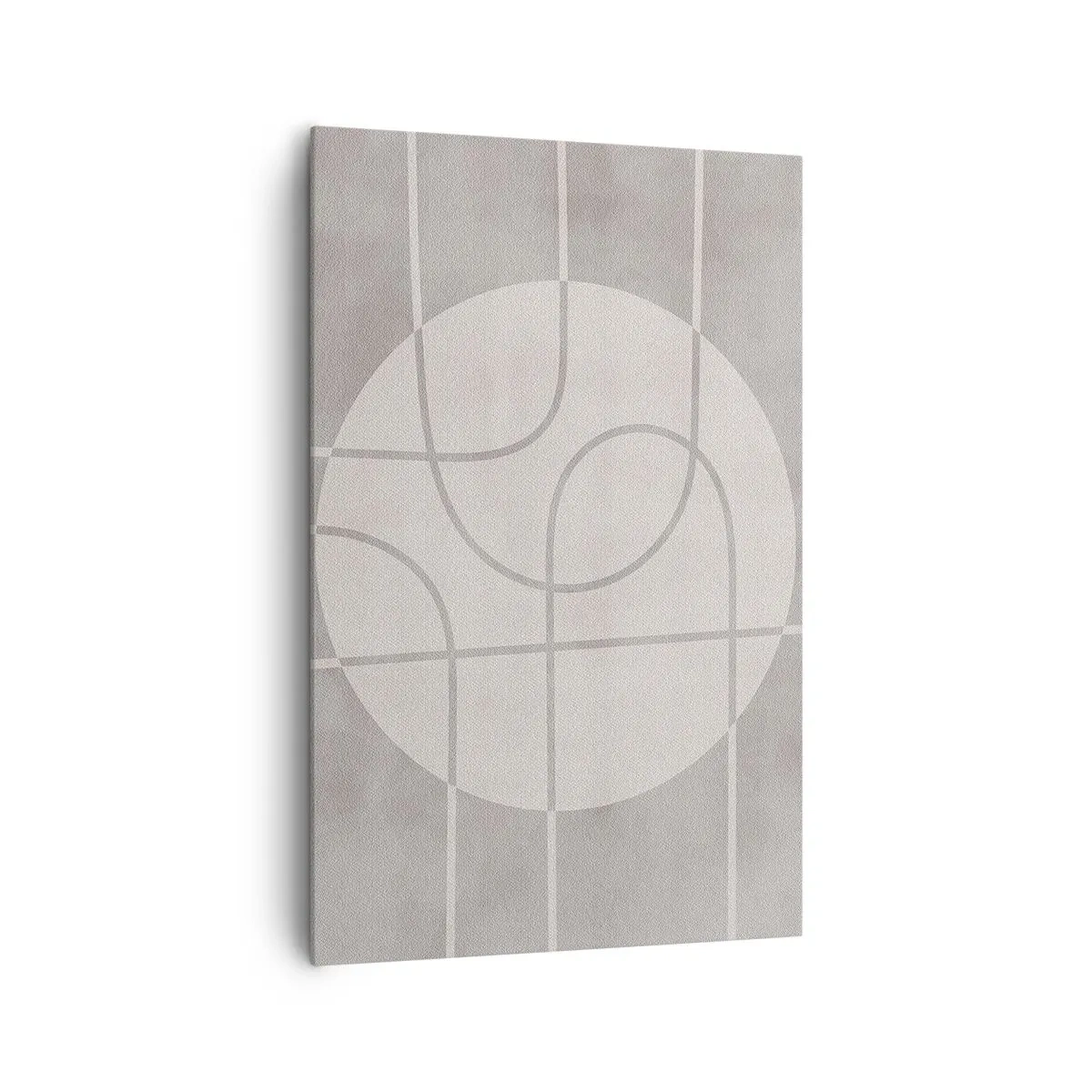 Cuadro sobre lienzo - Impresión de Imagen - Patrón geométrico en tonos grises y blancos. - 80x120cm - Circular y rectilíneo - Decoración de pared moderna para salón y dormitorio ARTTOR