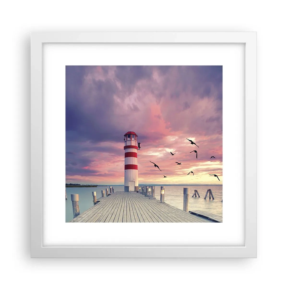 Póster en marco blanco - Hora de ir al puerto - 30x30 cm