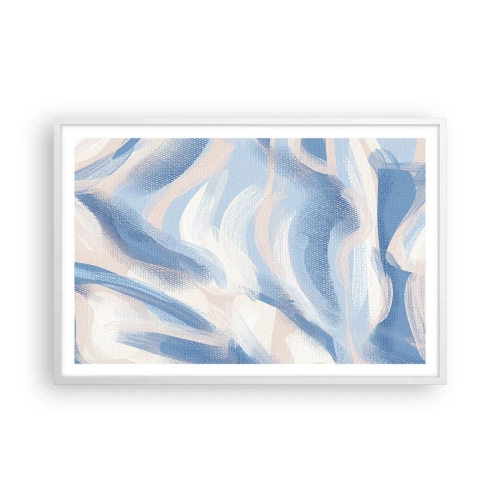 Póster en marco blanco - Ondas azules - 91x61 cm