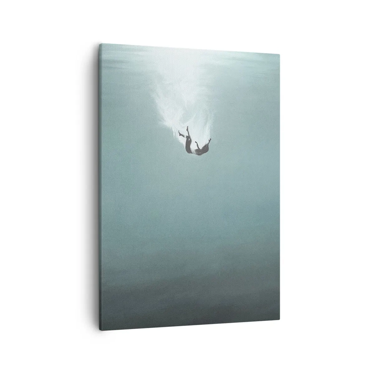 Cuadro sobre lienzo - Impresión de Imagen - Una figura sumergida en aguas turquesas profundas. - 50x70cm - En el abrazo del océano - Decoración de pared moderna para salón y dormitorio ARTTOR
