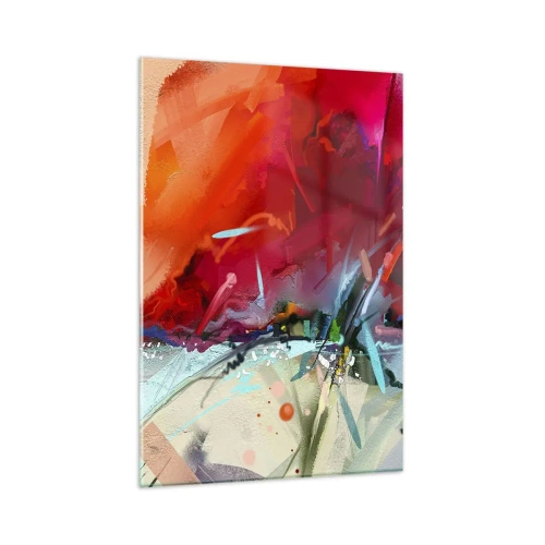 Cuadro sobre vidrio - Impresiones sobre Vidrio - Paisaje abstracto en colores intensos - 80x120cm - Una explosión de luces y colores - Decoración de pared moderna para salón y dormitorio ARTTOR