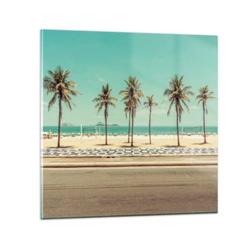 Cuadro sobre vidrio - Impresiones sobre Vidrio - En la playa - 40x40 cm