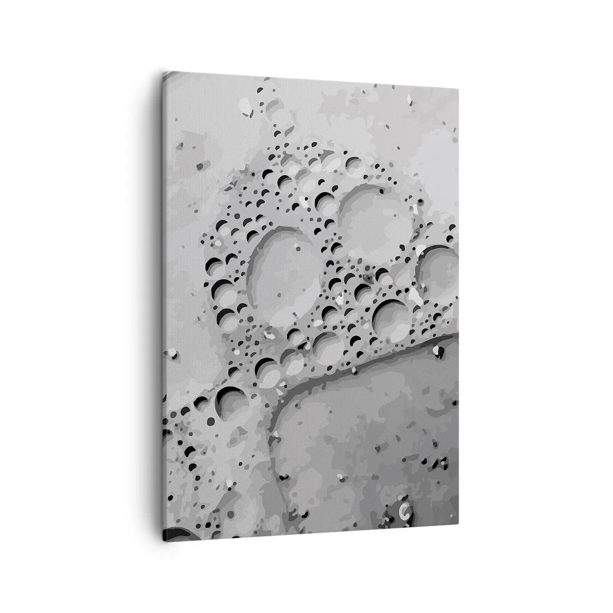 Cuadro sobre lienzo - Impresión de Imagen - Patrón de burbujas en blanco y negro en un estilo minimalista. - 50x70cm - Rastro espumoso - Decoración de pared moderna para salón y dormitorio ARTTOR