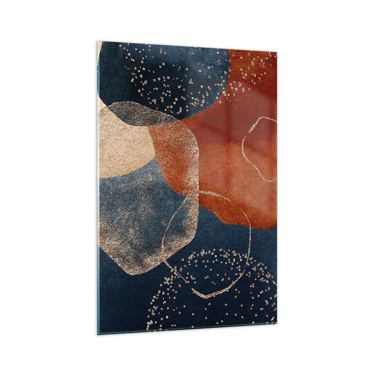 Cuadro sobre vidrio - Impresiones sobre Vidrio - Formas abstractas en tonos de rojo y azul. - 70x100cm - La ligereza del ser - Decoración de pared moderna para salón y dormitorio ARTTOR