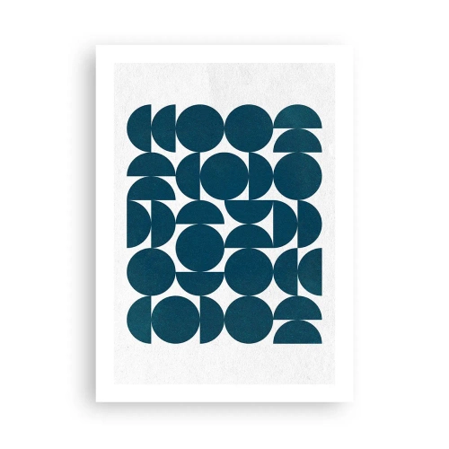 Póster - Composición geométrica con círculos azules. - 50x70cm - Círculos y semicírculos - Decoración de pared moderna para salón y dormitorio ARTTOR