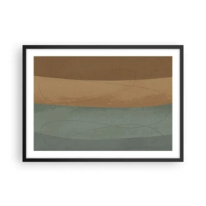 Póster en marco negro - Composición abstracta en tonos tierra naturales. - 70x50cm - Composición horizontal - Decoración de pared moderna para salón y dormitorio ARTTOR
