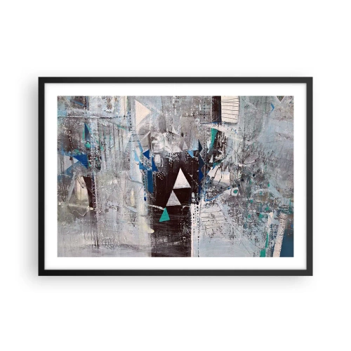 Póster en marco negro - Composición abstracta con triángulos y patrones geométricos. - 70x50cm - El orden superior de los triángulos - Decoración de pared moderna para salón y dormitorio ARTTOR