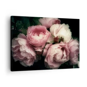 Cuadro sobre lienzo - Impresión de Imagen - Un ramo de rosas en delicados tonos rosa y blanco. - 70x50cm - El encanto de la belle époque - Decoración de pared moderna para salón y dormitorio ARTTOR