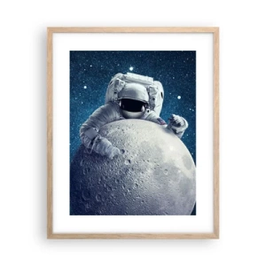 Póster en marco roble claro - Bromista espacial - 40x50 cm