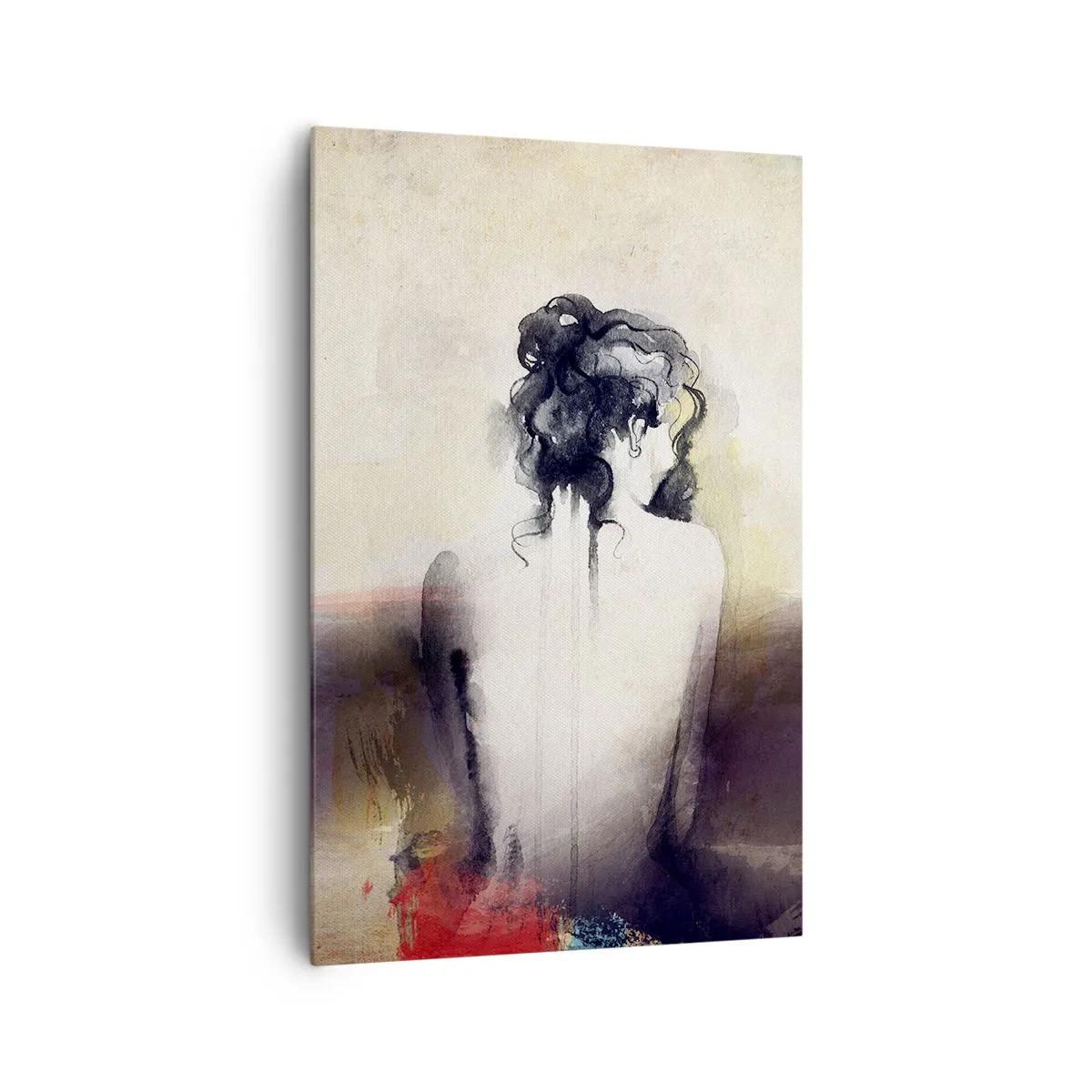 Cuadro sobre lienzo - Impresión de Imagen - Un retrato sutil de una mujer en estilo artístico. - 80x120cm - Líneas suaves, formas ovaladas - Decoración de pared moderna para salón y dormitorio ARTTOR