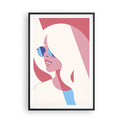 Póster en marco negro - Rubia frente al sol - 61x91 cm