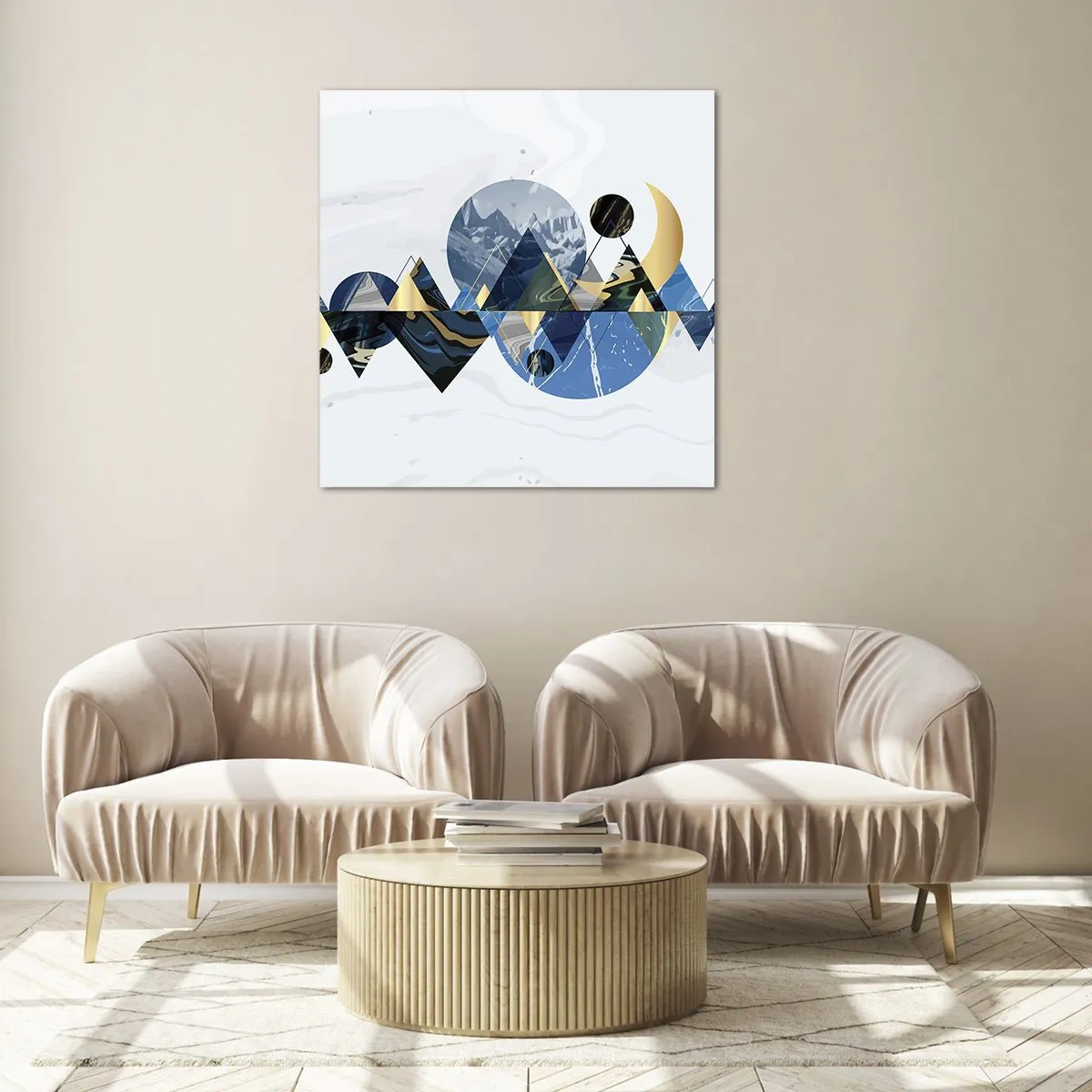 Cuadro sobre vidrio - Impresiones sobre Vidrio - Paisaje geométrico - 70x70 cm