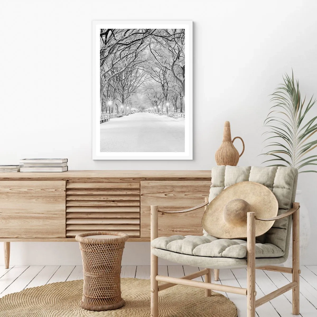Póster en marco blanco - Cuatro estaciones - invierno - 50x70 cm