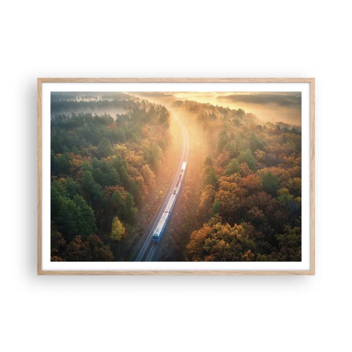 Póster en marco roble claro - Un viaje otoñal - 100x70 cm