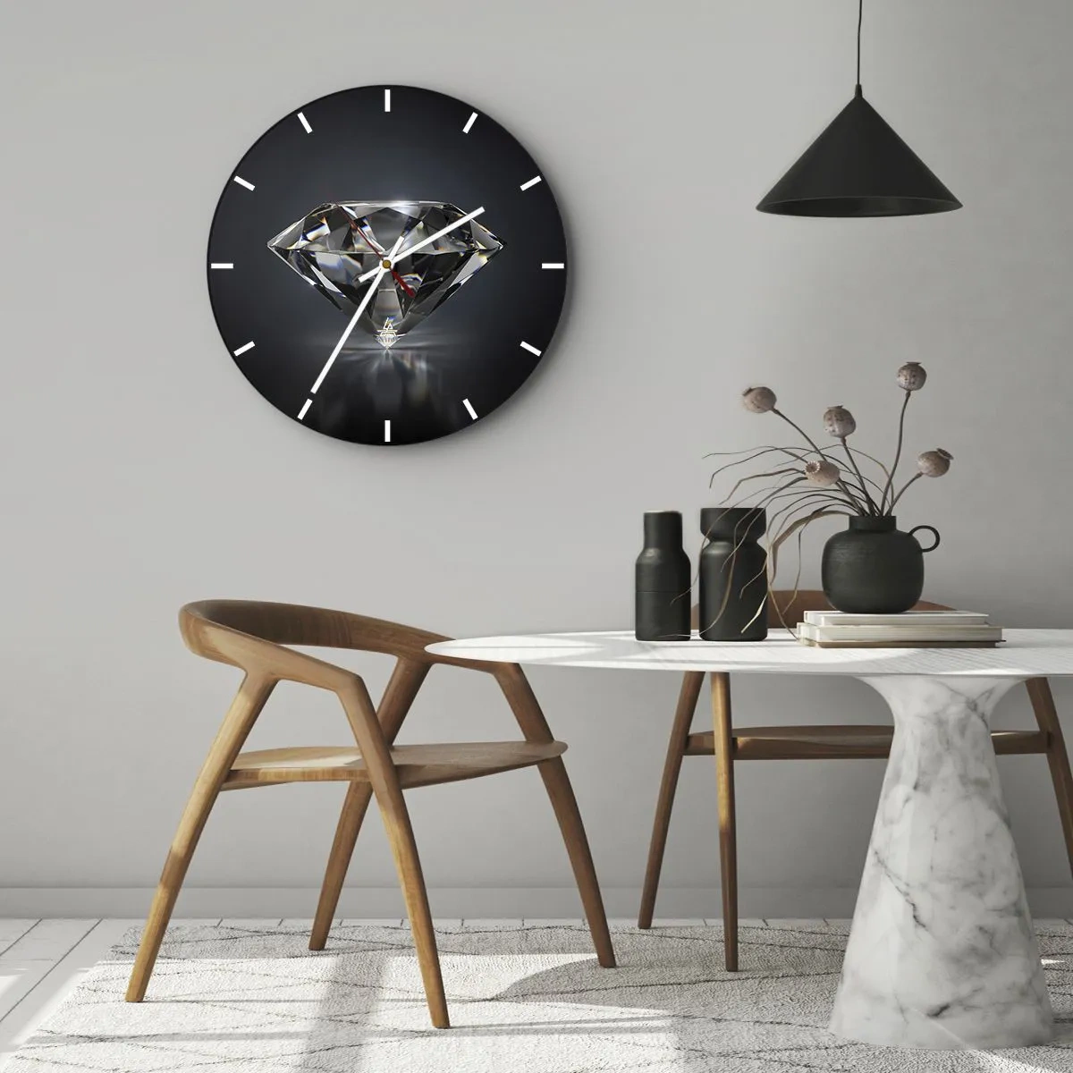 Reloj de pared - Reloj de vidrio - Riqueza y belleza - 30x30 cm