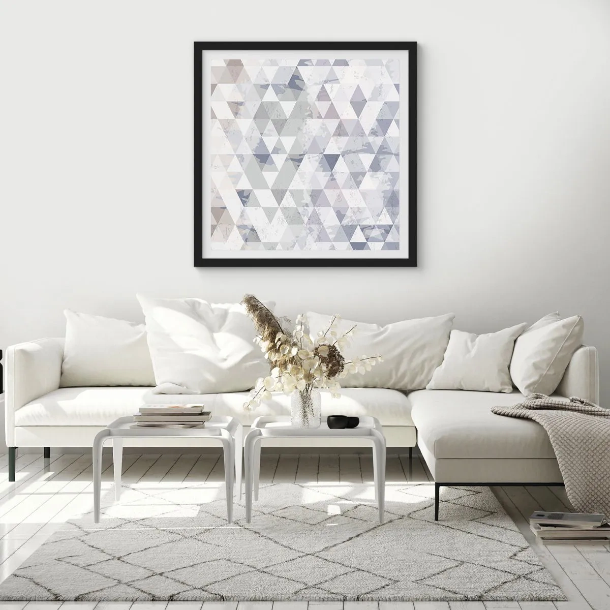 Póster en marco negro - A ritmo de triángulo - 50x50 cm