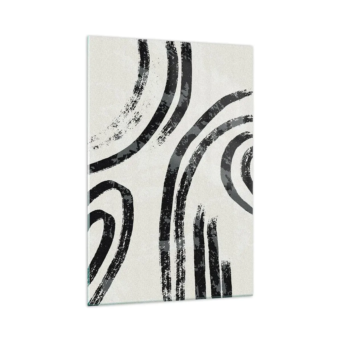 Cuadro sobre vidrio - Impresiones sobre Vidrio - Líneas abstractas en blanco y negro sobre un fondo claro - 70x100cm - A medias - Decoración de pared moderna para salón y dormitorio ARTTOR