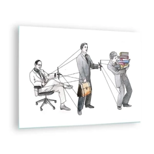 Cuadro sobre vidrio - Impresiones sobre Vidrio - Ilustración de la jerarquía del trabajo de oficina - 70x50cm - Cada cual tiene su señor - Decoración de pared moderna para salón y dormitorio ARTTOR