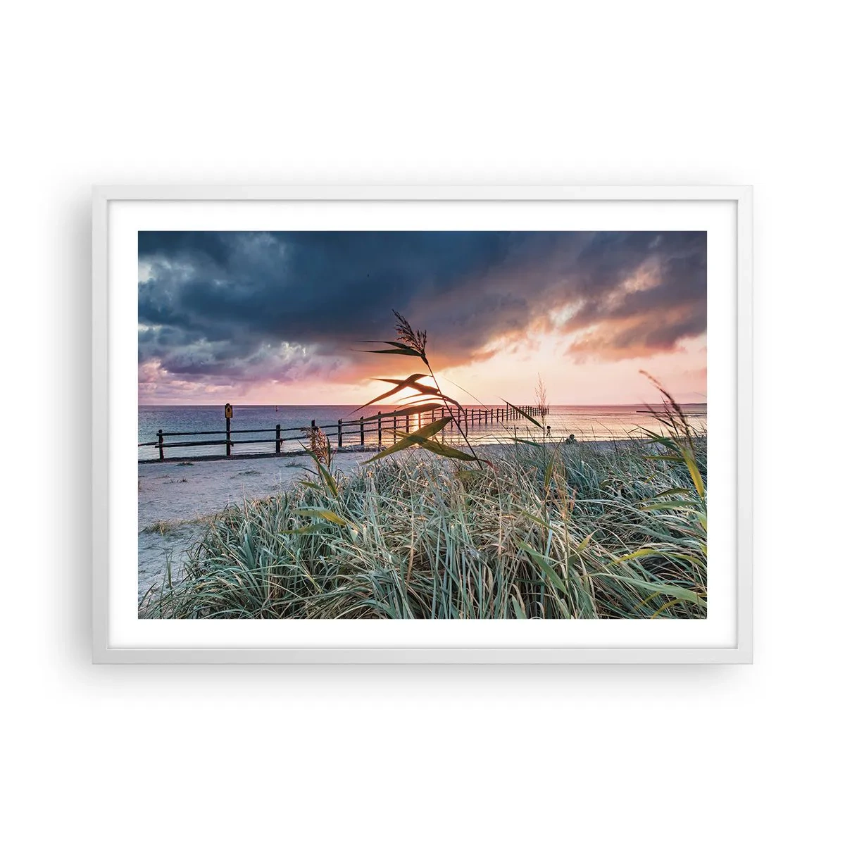 Póster en marco blanco - Bailando con el viento - 70x50 cm