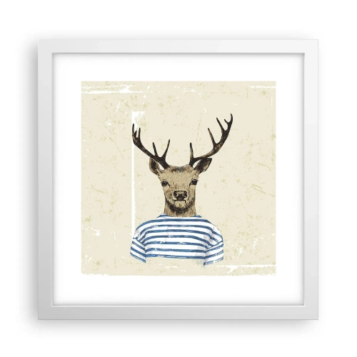 Póster en marco blanco - Porque me gustan las camisas de rayas - 30x30 cm