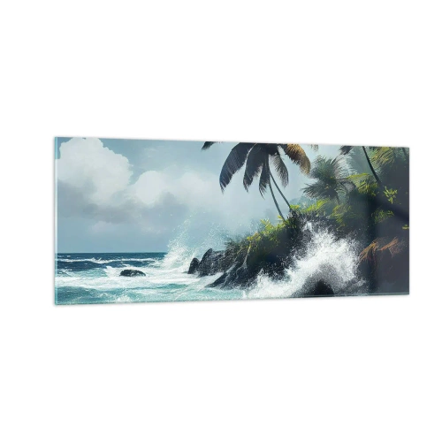 Cuadro sobre vidrio - Impresiones sobre Vidrio - En una costa tropical - 100x40 cm