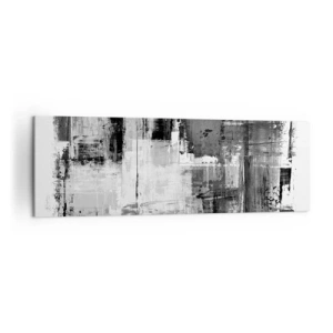 Cuadro sobre lienzo - Impresión de Imagen - Composición abstracta en blanco, negro y gris. - 160x50cm - El gris es hermoso - Decoración de pared moderna para salón y dormitorio ARTTOR