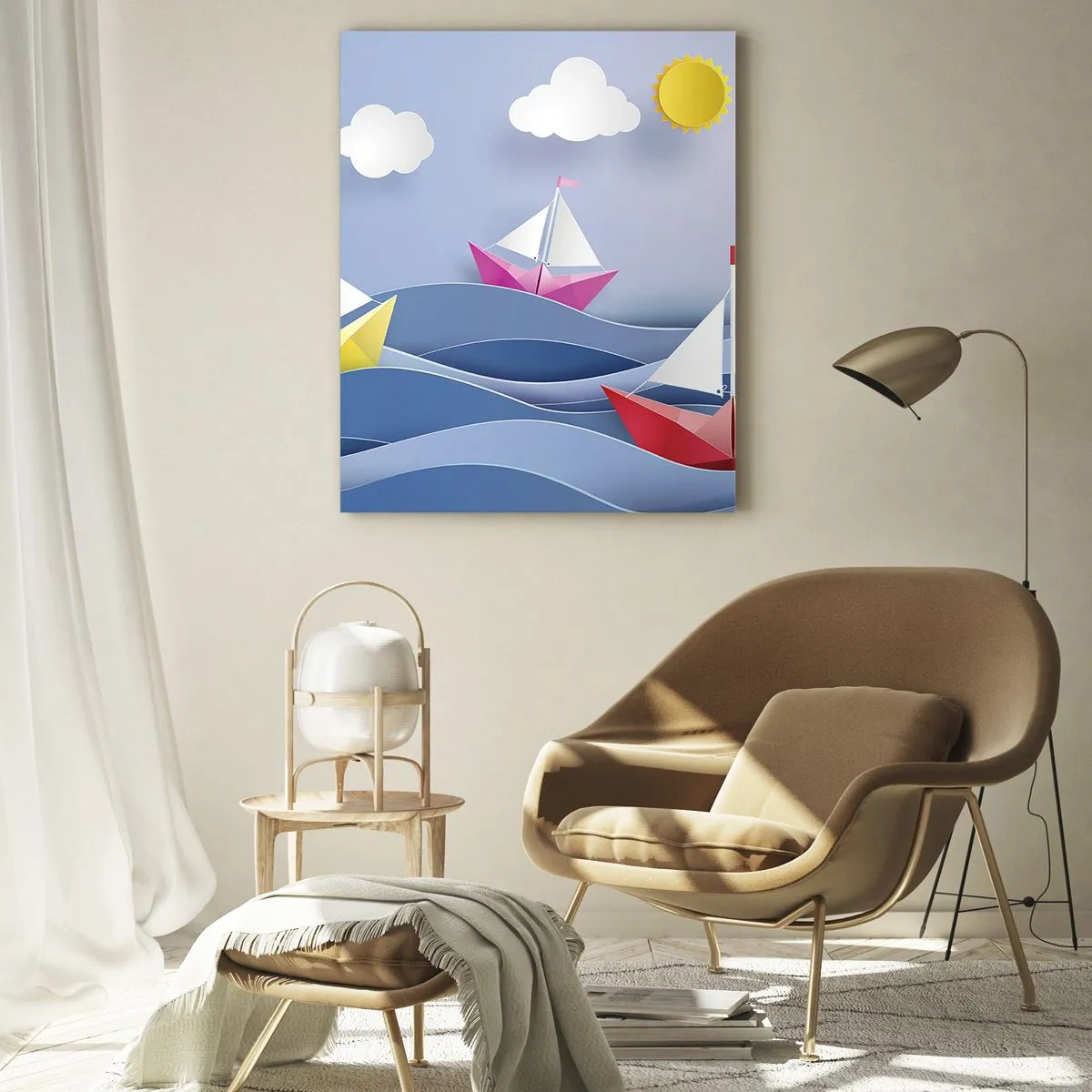 Cuadro sobre vidrio - Impresiones sobre Vidrio - Oh, qué bonito es mecerse en las olas. - 50x70cm - Oh, qué agradable es balancearse entre las olas - Decoración de pared moderna para salón y dormitorio ARTTOR