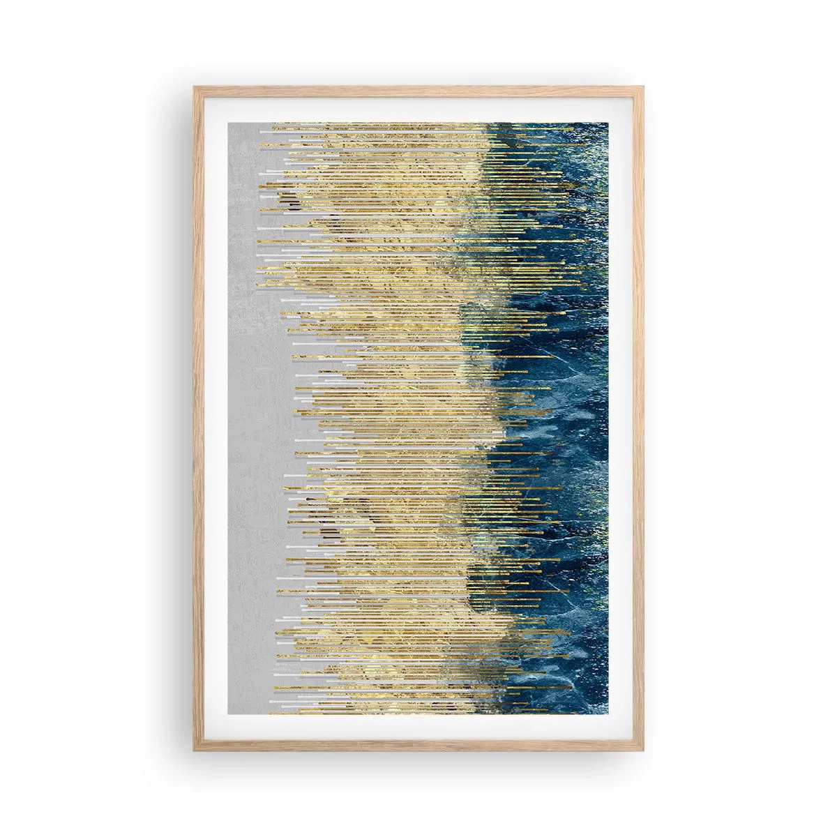 Póster en marco roble claro - Frontera de líneas doradas - 61x91 cm
