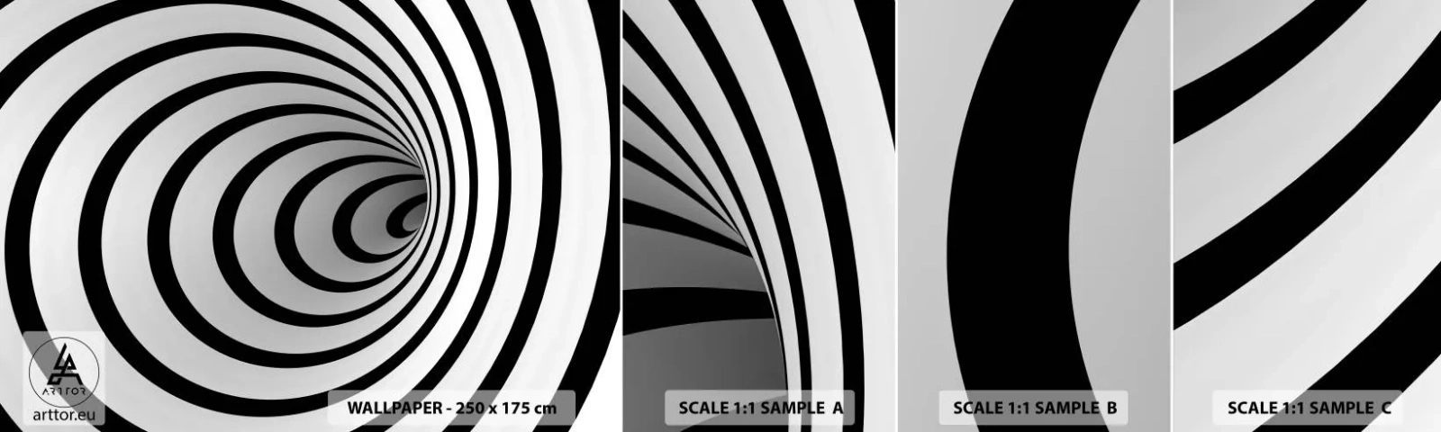 Muestra de fotomural autoadhesivo Deluxe Sticker - ¿Tampoco puedes resistirte? - Abstracción, 3D, Vórtice - 100x30 cm