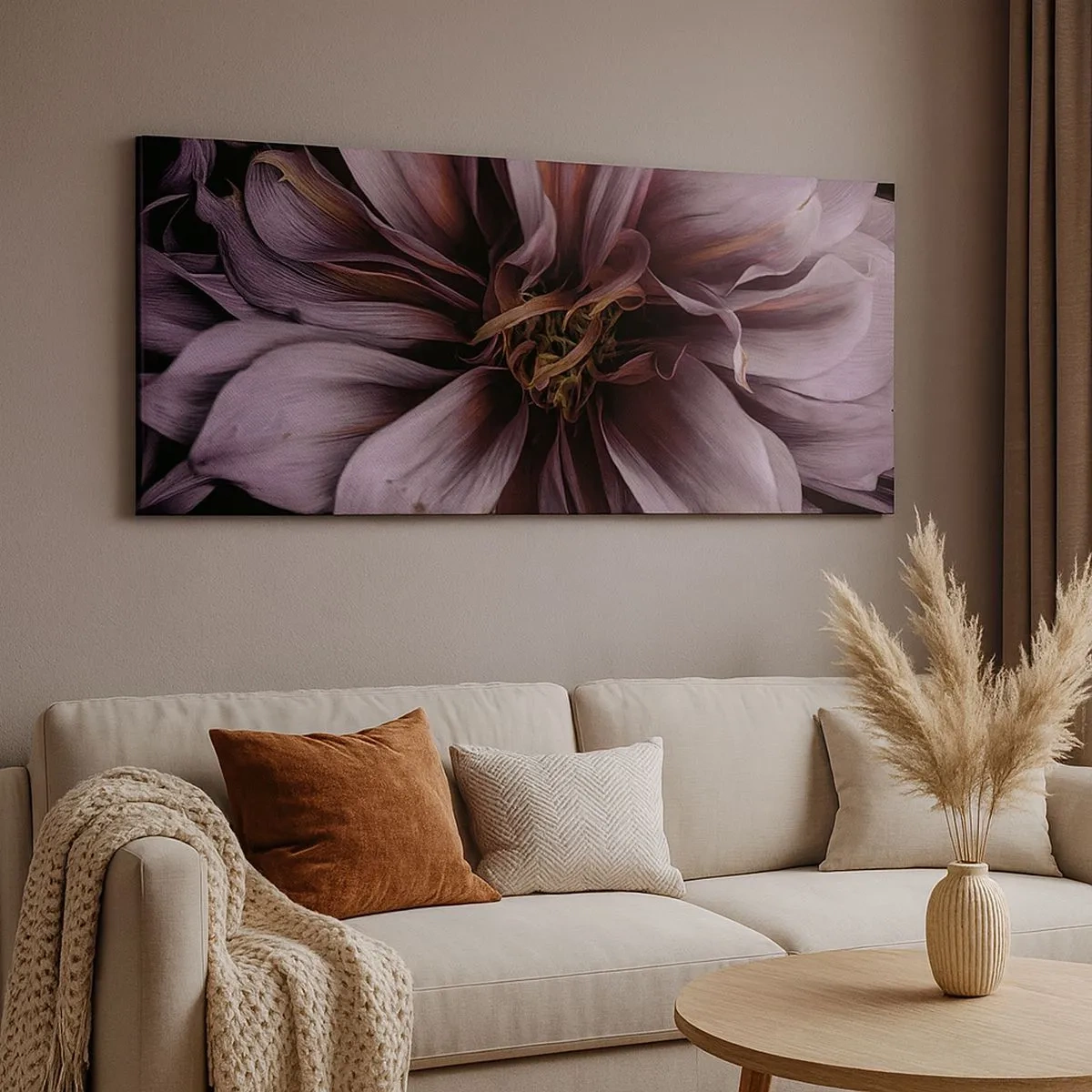 Cuadro sobre lienzo - Impresión de Imagen - Corazón floral - 100x40 cm