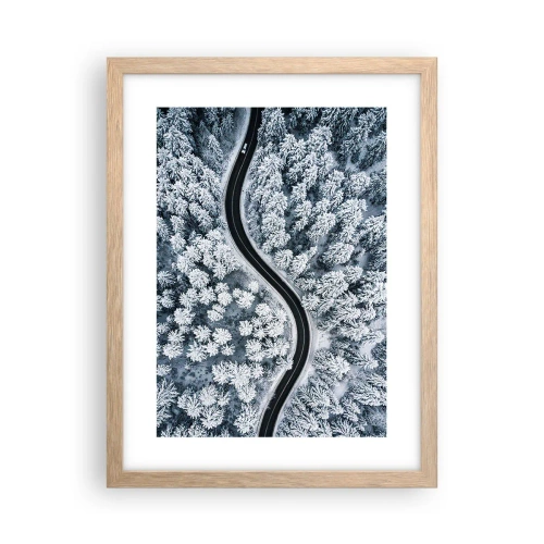 Póster en marco roble claro - A través de un bosque invernal - 30x40 cm