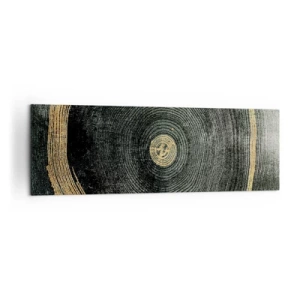 Cuadro sobre lienzo - Impresión de Imagen - Círculos concéntricos con acentos dorados. - 160x50cm - Cambio y perpetuidad - Decoración de pared moderna para salón y dormitorio ARTTOR