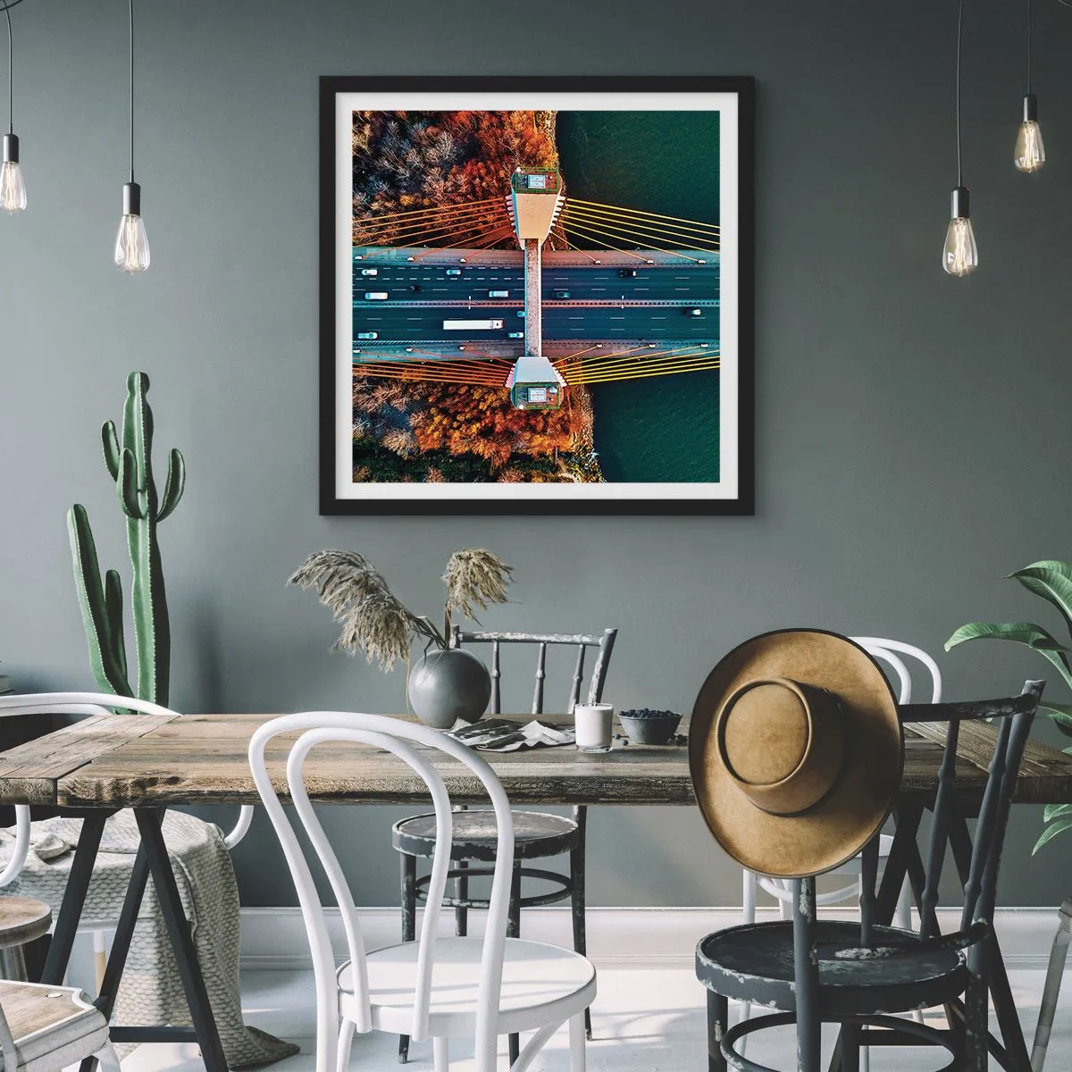 Póster en marco negro - Más allá de las aguas, más allá de los bosques - 40x40 cm