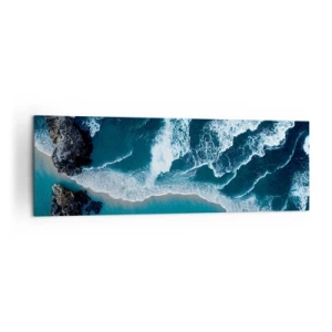 Cuadro sobre lienzo - Impresión de Imagen - Vista aérea de las olas rompiendo en la orilla - 160x50cm - Rodeadas por las olas - Decoración de pared moderna para salón y dormitorio ARTTOR