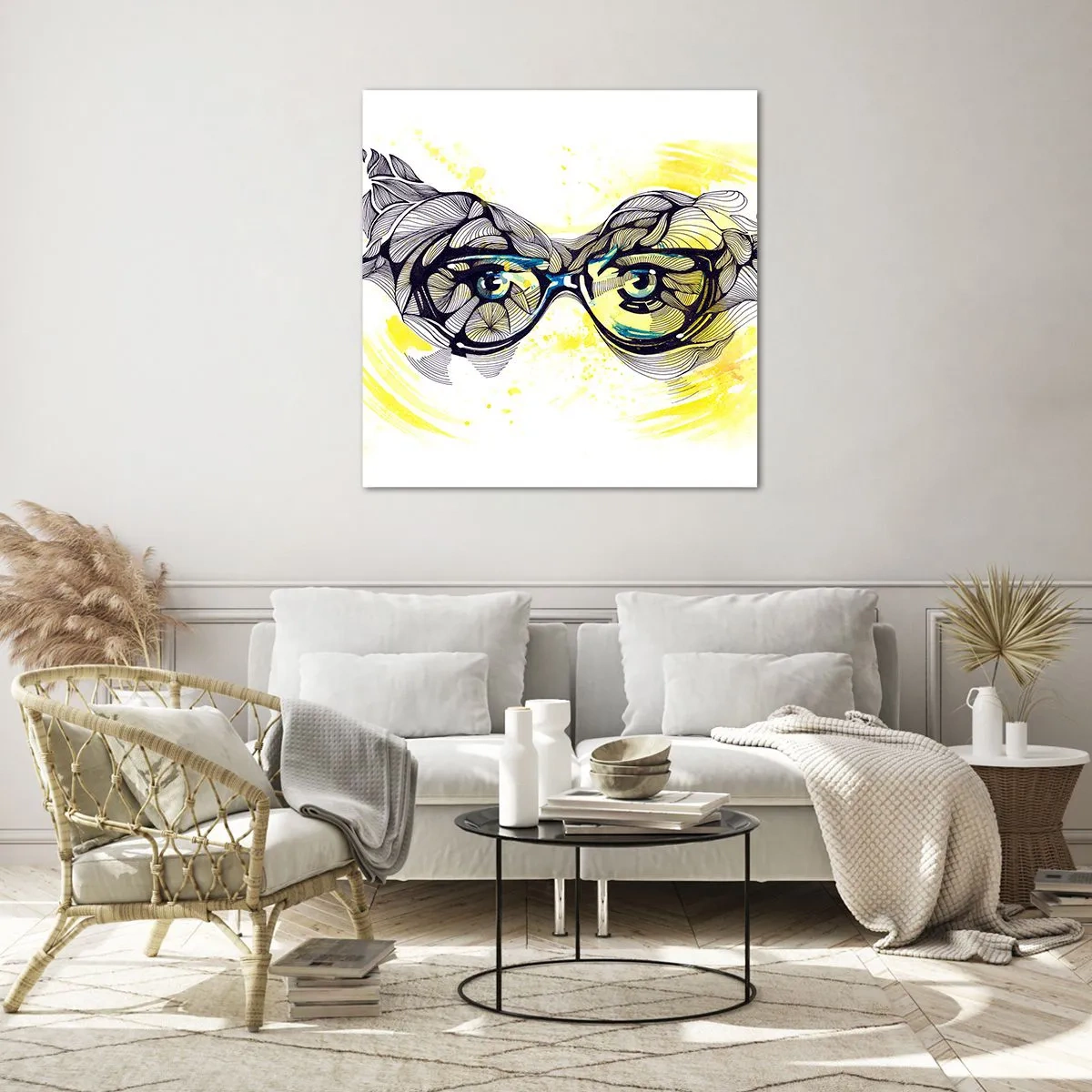 Cuadro sobre vidrio - Impresiones sobre Vidrio - A través de las gafas azules - 60x60 cm