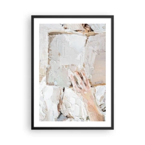 Póster en marco negro - Una imagen texturizada de una mano sosteniendo un libro abierto. - 50x70cm - En otro mundo - Decoración de pared moderna para salón y dormitorio ARTTOR