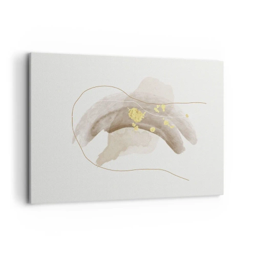 Cuadro sobre lienzo - Impresión de Imagen - Una composición abstracta en tonos beige y dorado. - 100x70cm - Encontrado en el espacio - Decoración de pared moderna para salón y dormitorio ARTTOR