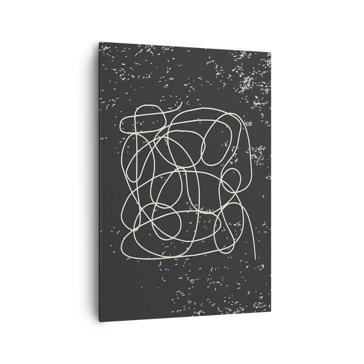 Cuadro sobre lienzo - Impresión de Imagen - Línea abstracta sobre fondo negro con finos detalles. - 70x100cm - Pensamientos errantes - Decoración de pared moderna para salón y dormitorio ARTTOR