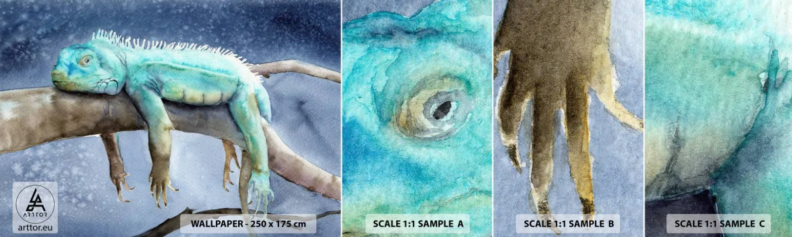 Muestra De Fotomural Standard Eco - Me siento bien, ¿y tú? - Camaleón, Animal, pereza - 100x30 cm