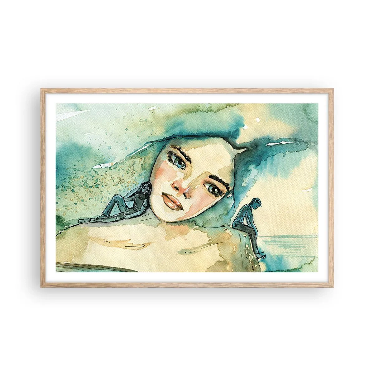 Póster en marco roble claro - ¿Soy azul? - 91x61 cm