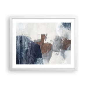 Póster en marco blanco - Formas azules y marrones - 50x40 cm