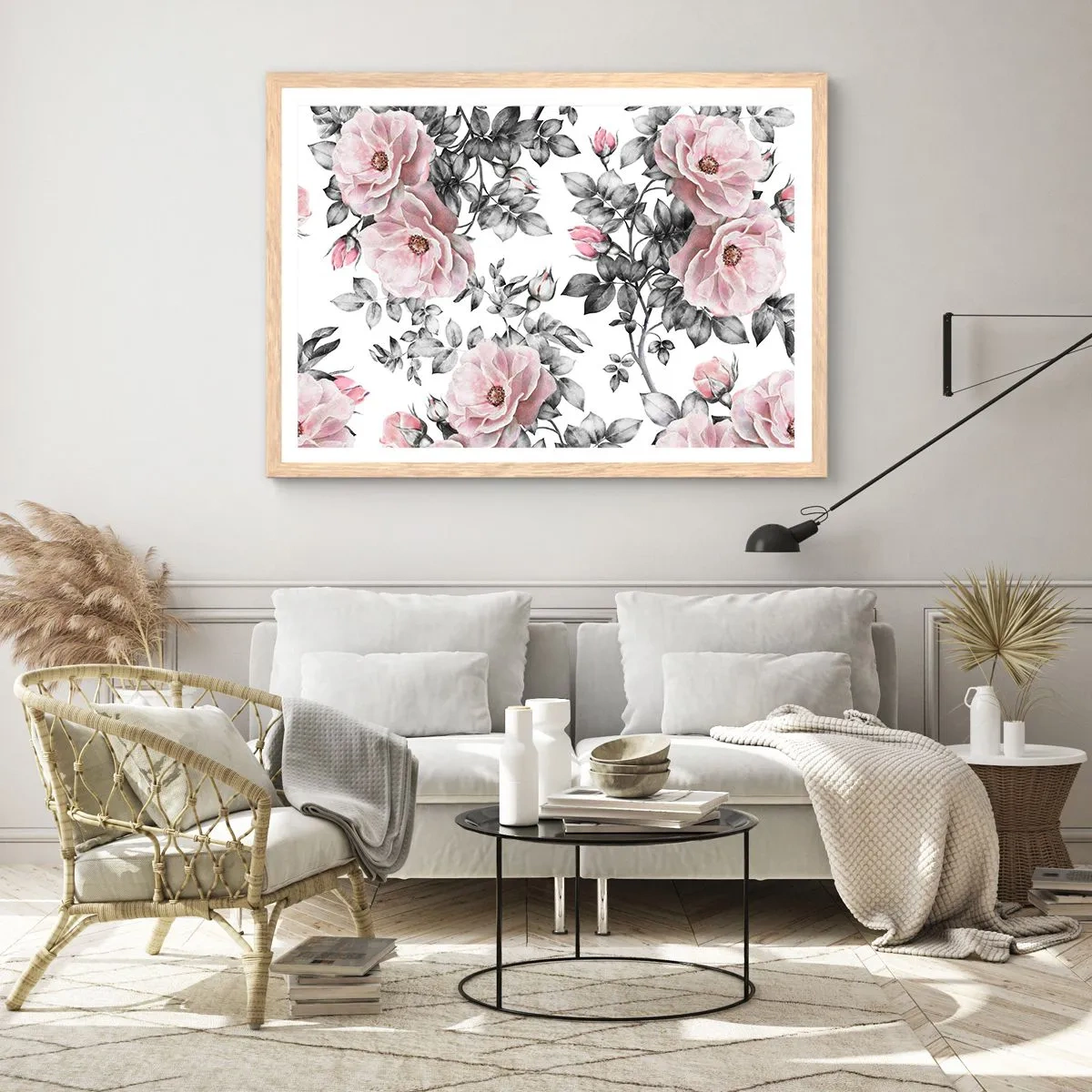 Póster en marco roble claro - Entre las rosas - 40x30 cm