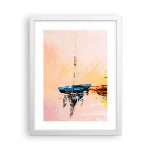 Póster en marco blanco - Atardecer en el puerto deportivo - 30x40 cm